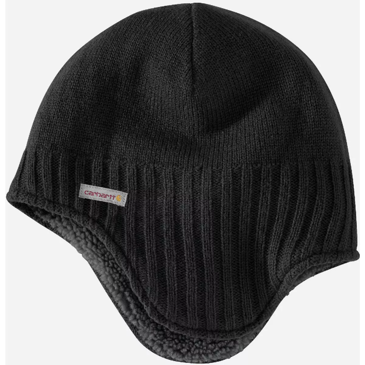 Carhartt Men's Black Knit Sherpa Lined Earflap Hat