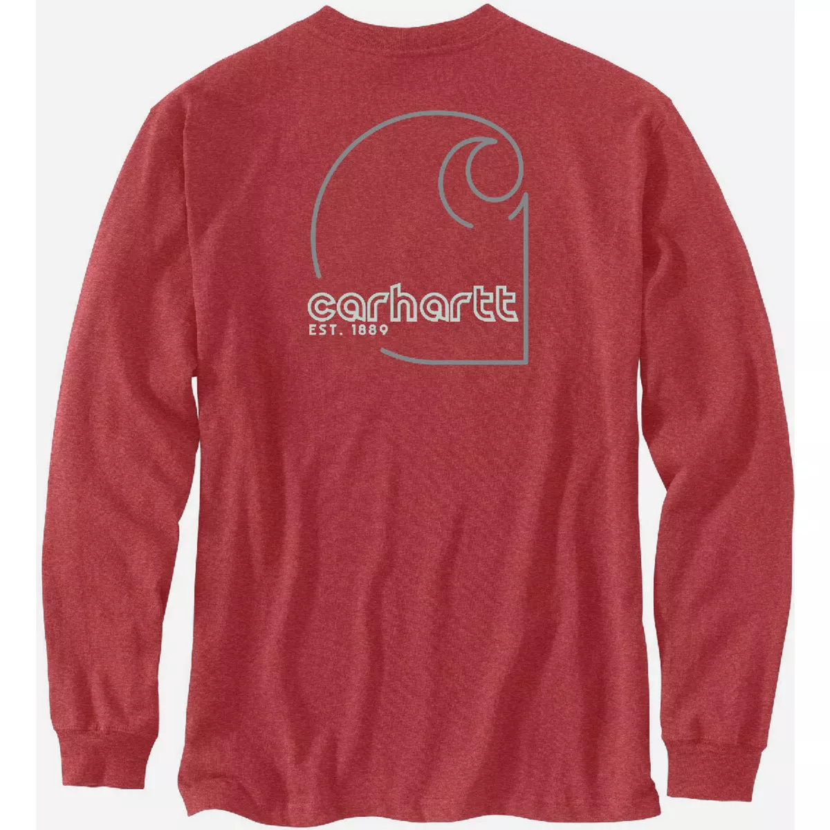 Carhartt Men's S Regular Crabapple Heather Heavyweight Long-Sleeve Pocket C Graphic T-Shirt, Loose Fit