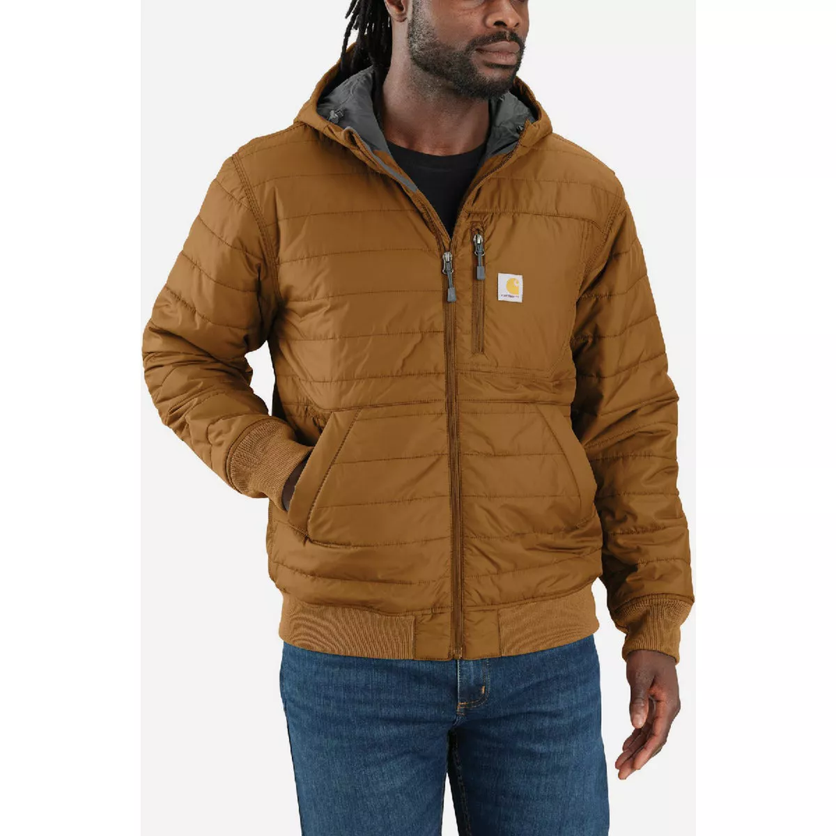 Carhartt Rain Defender Men's L Tall Brown Lightweight Insulated Hooded Jacket, Relaxed Fit - photo 2