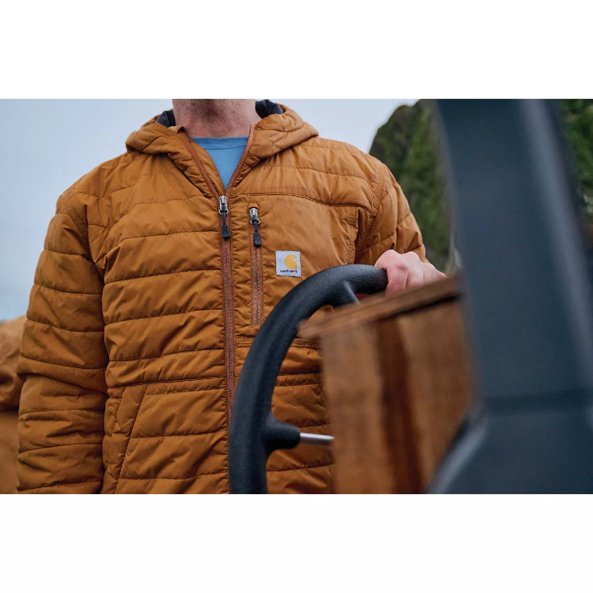 Carhartt Rain Defender Men's L Tall Brown Lightweight Insulated Hooded Jacket, Relaxed Fit - photo 3