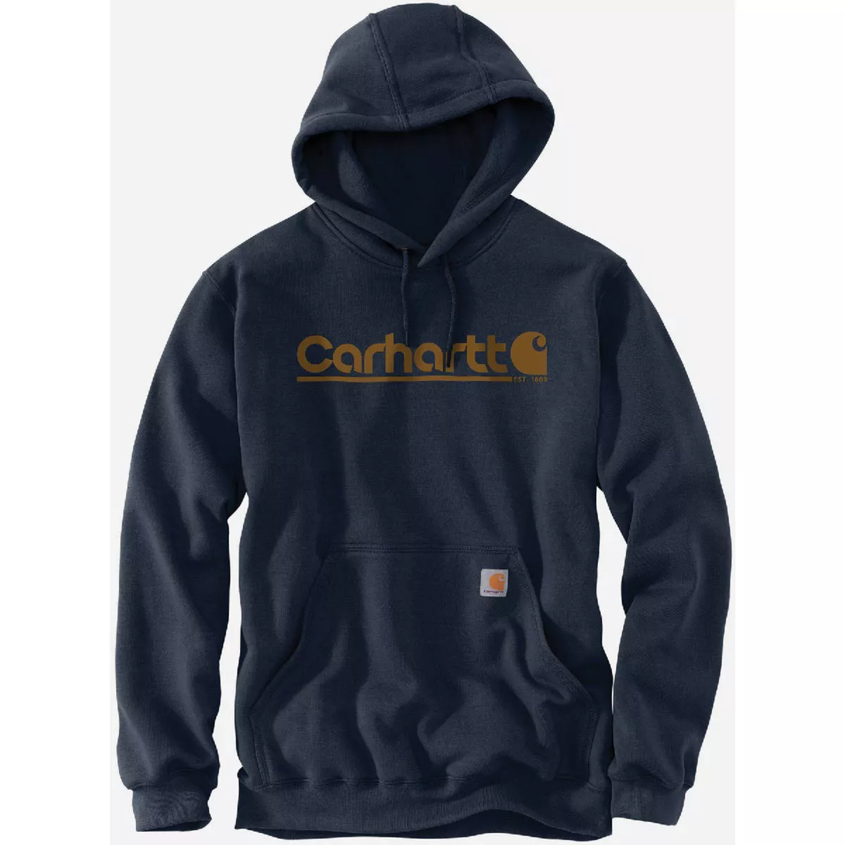 Carhartt Rain Defender Men's XL Tall Navy Midweight Logo Graphic Pullover Sweatshirt, Loose Fit