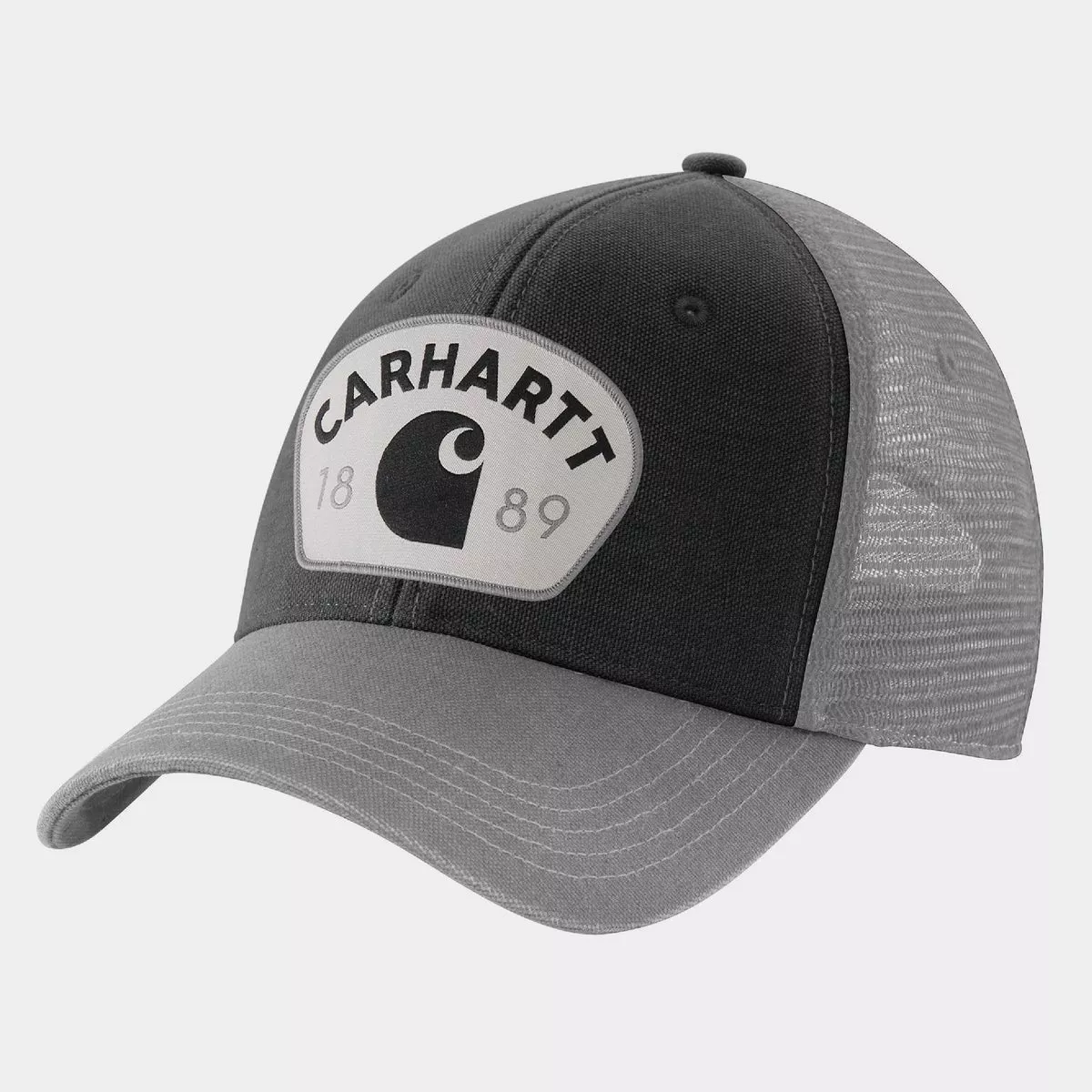 Carhartt Men's Canvas Mesh Back 1889 Patch Cap, Asphalt
