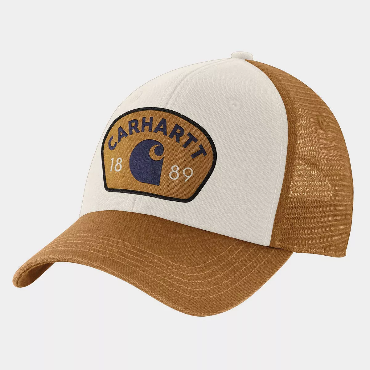 Carhartt Men's Canvas Mesh Back 1889 Patch Cap, Brown