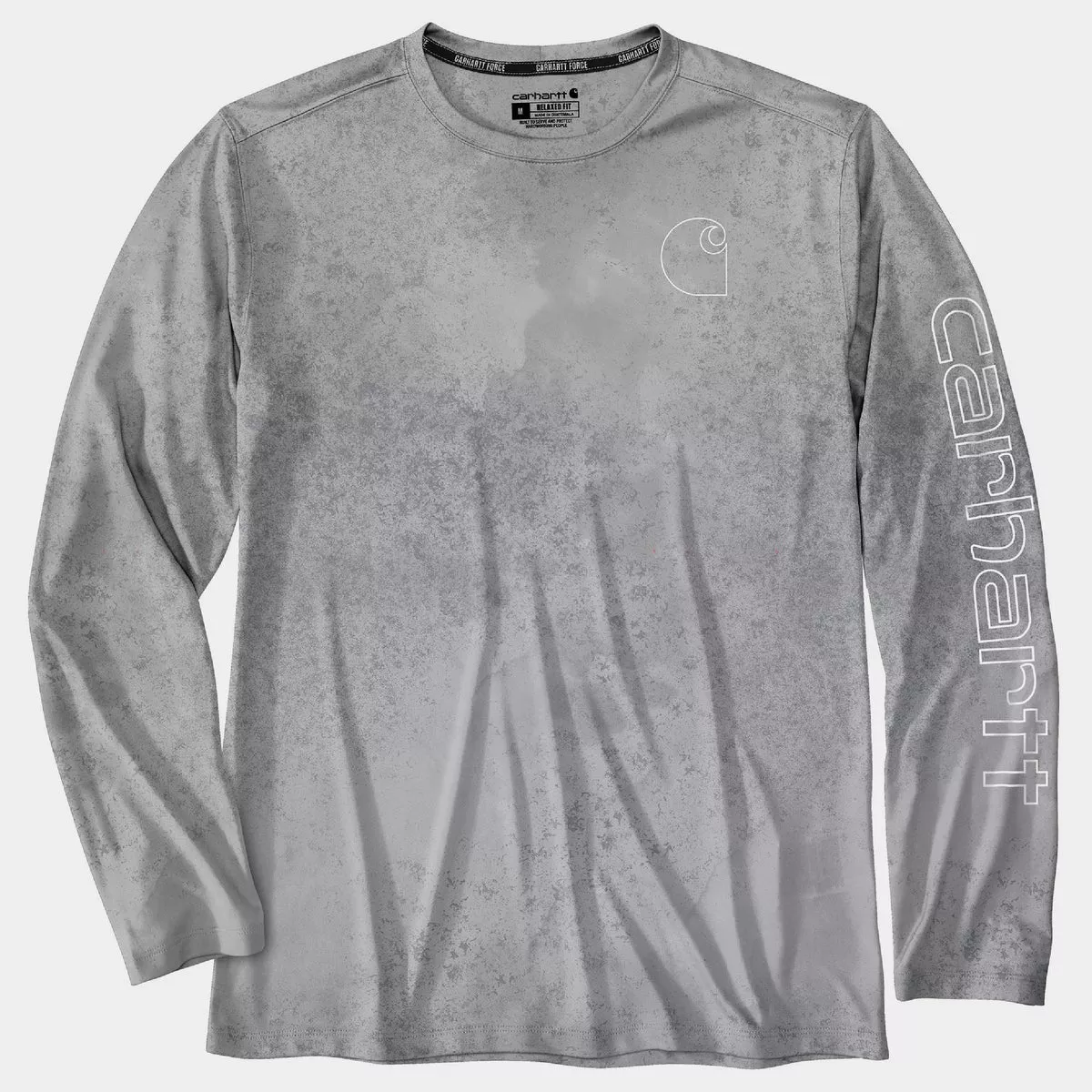 Carhartt Force Men's M Regular Light Gray Watercolor Camo Sun Defender Lightweight Long-Sleeve Print T-Shirt