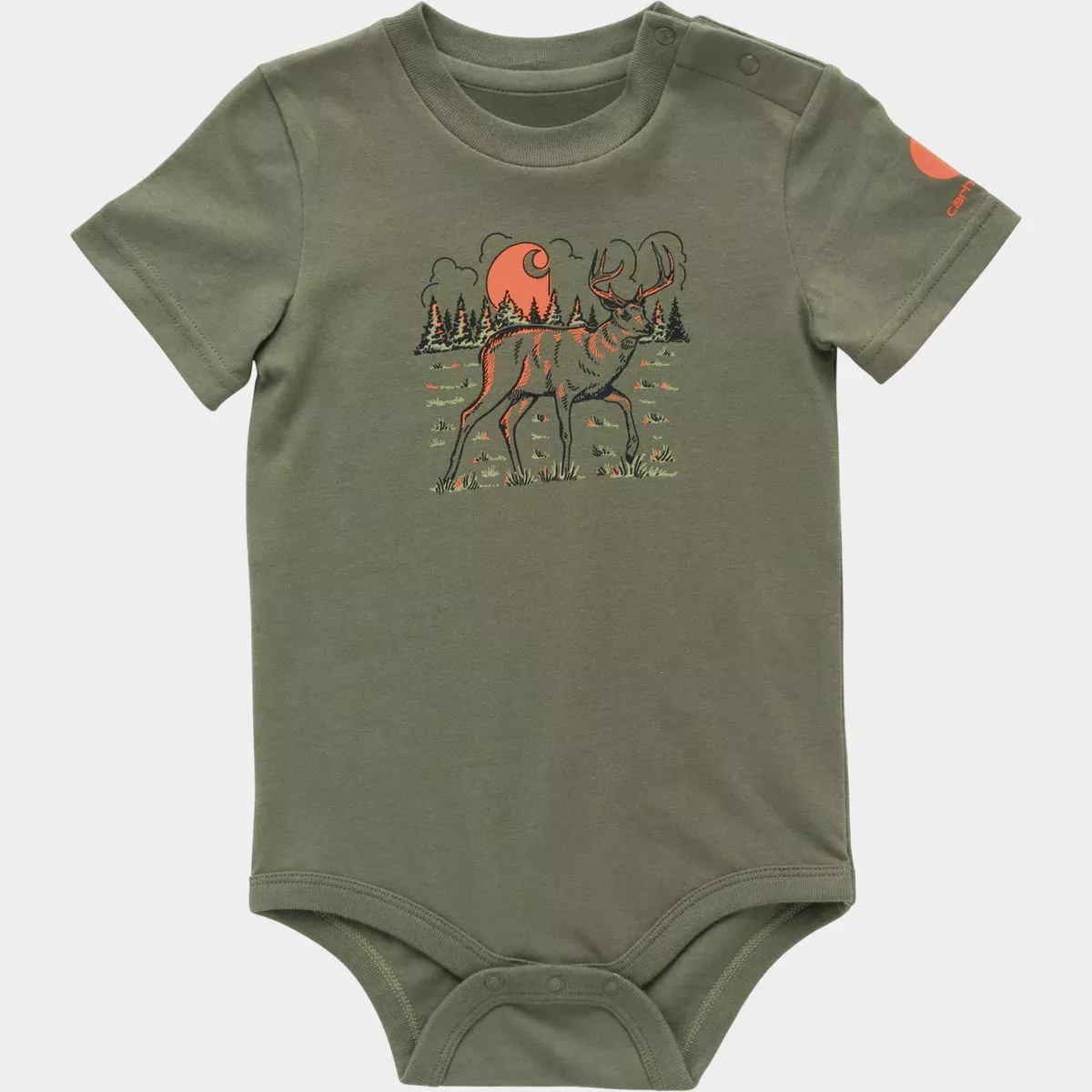 Carhartt 9M Dusty Olive Deer Graphic Short-Sleeve Bodysuit