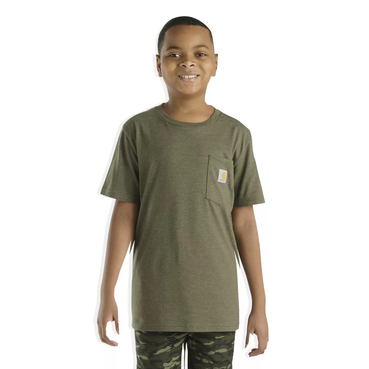 Carhartt L Olive Heather Short-Sleeve Pocket Graphic T-Shirt