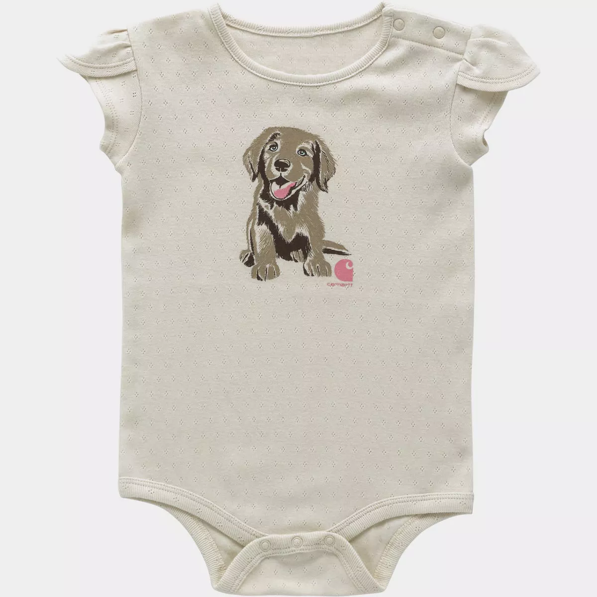 Carhartt 18M Turtledove Puppy Graphic Short-Sleeve Bodysuit