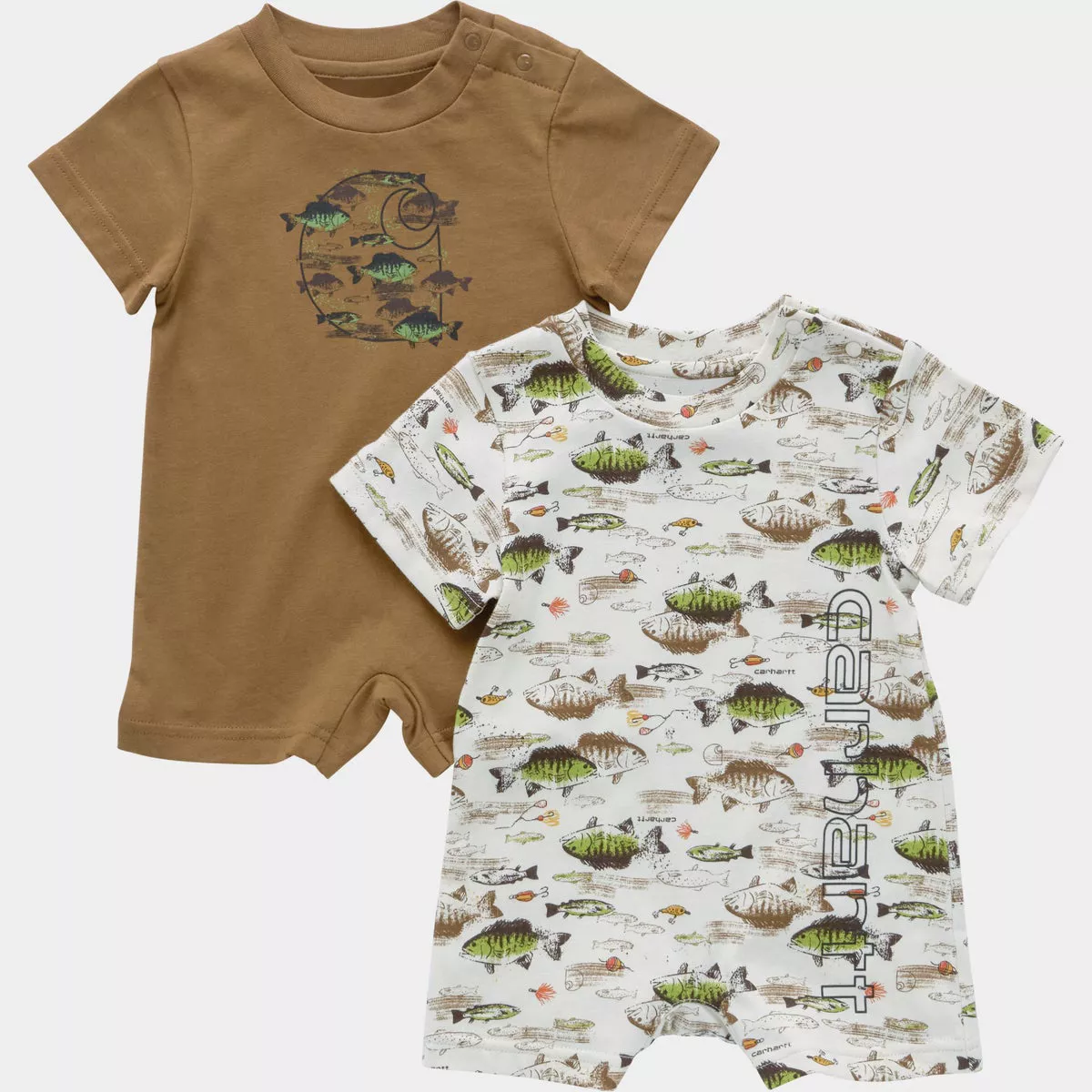 Carhartt 24M 2-Piece Fishing Short-Sleeve Romper Set