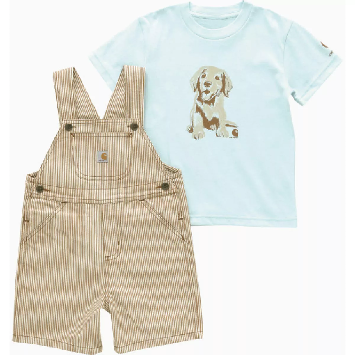 Carhartt 4T Brown 2-Piece Short-Sleeve T-Shirt & Twill Stripe Shortall Set-