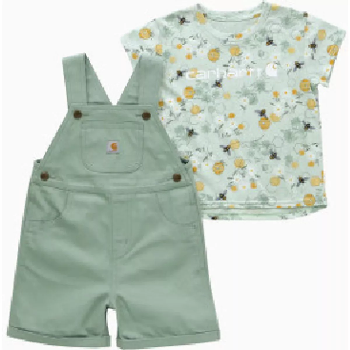 Carhartt 3T Patina Bee 2-Piece Short-Sleeve T-Shirt & Canvas Shortall Set