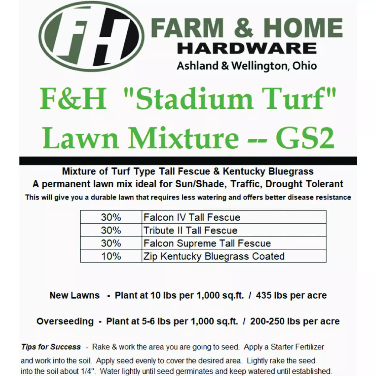 F&H 25 Lb. Stadium Turf Lawn Seed Mixture