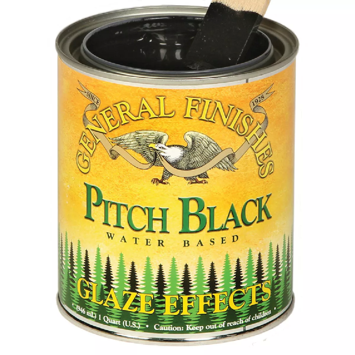 General Finishes Glaze Effects Pitch Black Decorator Enamel, 1 Qt., 196-576
