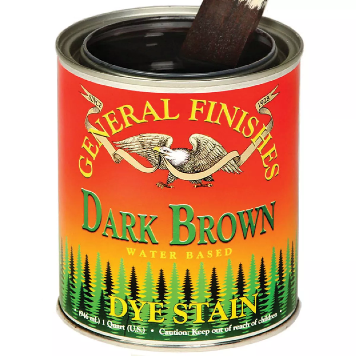 General Finishes Water Based Dye Dark Brown Interior Stain, 1 Qt., 196-428
