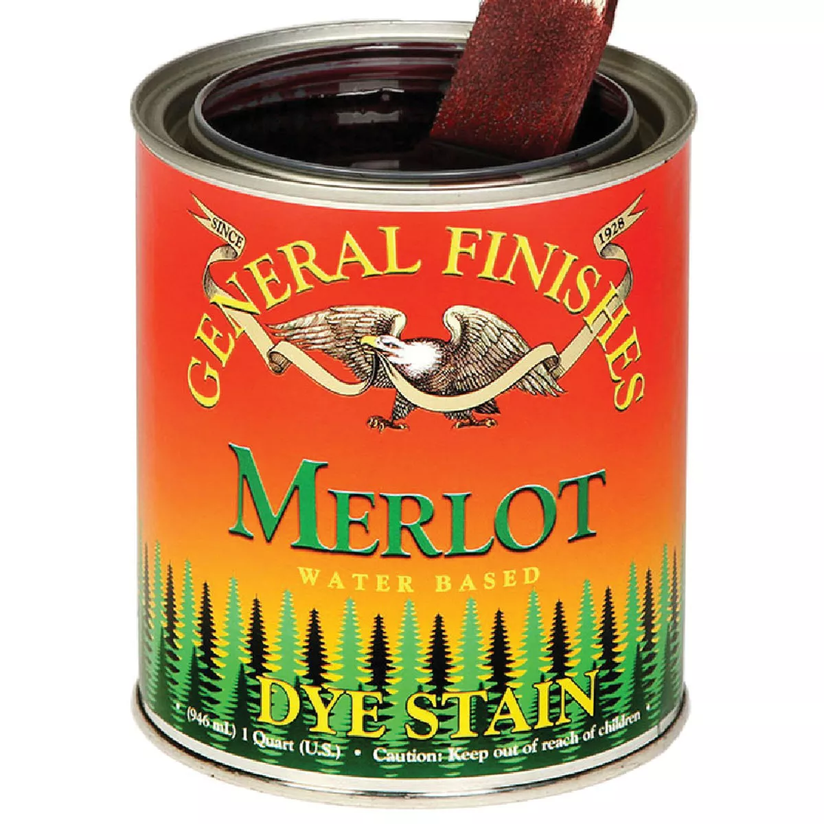 General Finishes Water Based Dye Merlot Interior Stain, 1 Qt., 196-446
