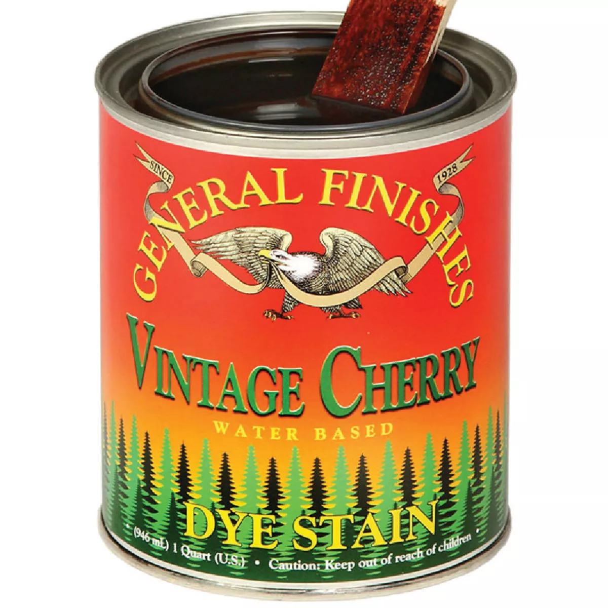 General Finishes Water Based Dye Vintage Cherry Interior Stain, 1 Qt., 196-458