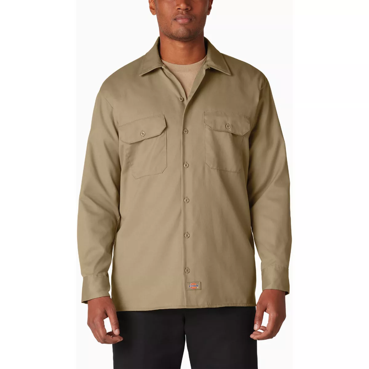 Dickies Men's 3XL Khaki Long Sleeve Button-Down Work Shirt