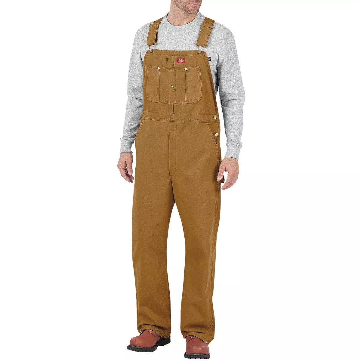 Dickies 34X30 Rinsed Brown Duck Short Bib Overalls