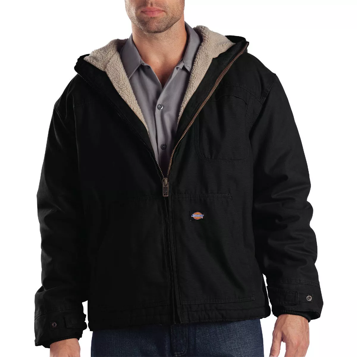 Dickies Large Rinsed Black 100% Cotton Coat