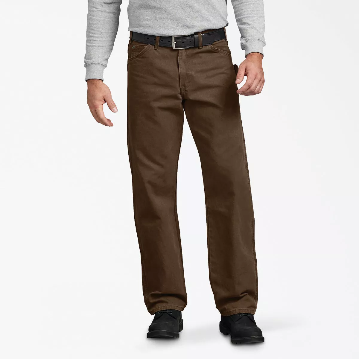 Dickies Men's 30x30 Rinsed Timber Brown Relaxed Fit Straight Leg Sanded Duck Carpenter Pants