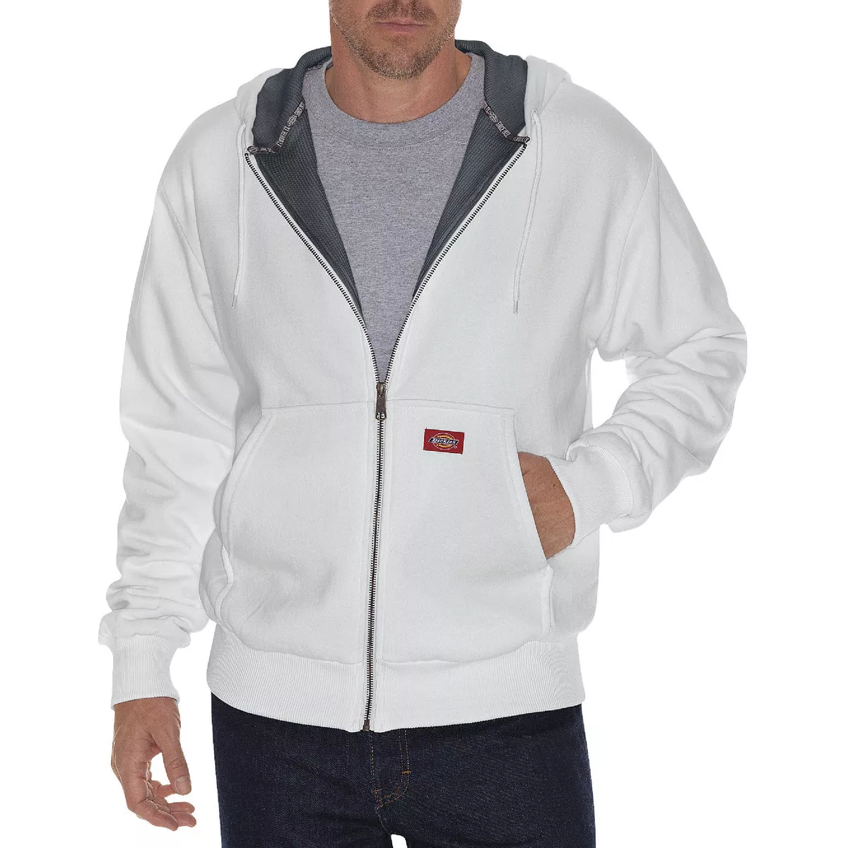 Dickies M Ash Gray Men's Full Zip Hooded Sweatshirt