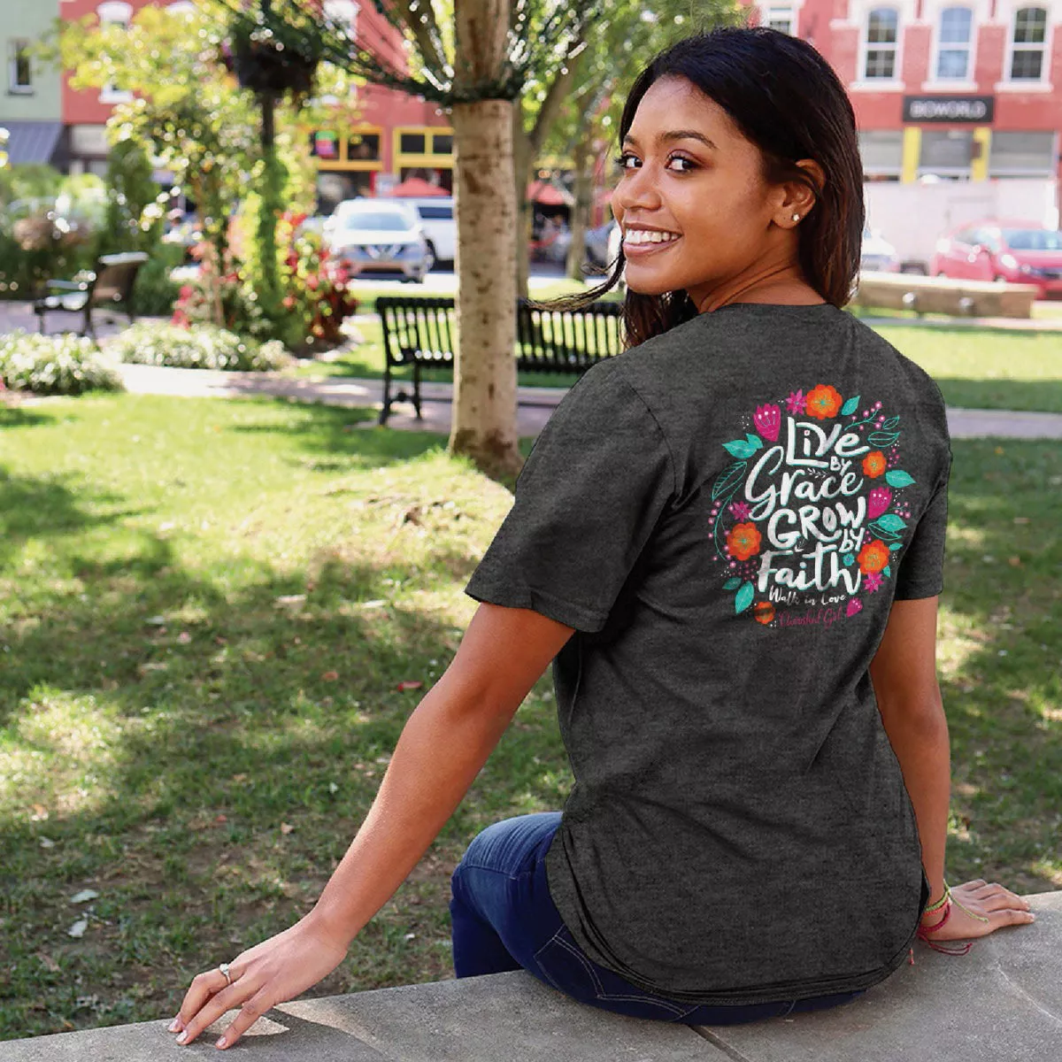 Cherished Girl Live & Grow Small Dark Heather Short Sleeve Shirt