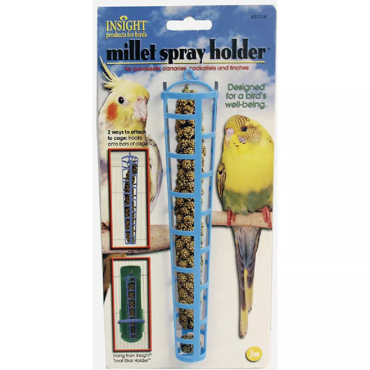 JW Pet Blue Plastic Millet Spray Holder Bird Feeder