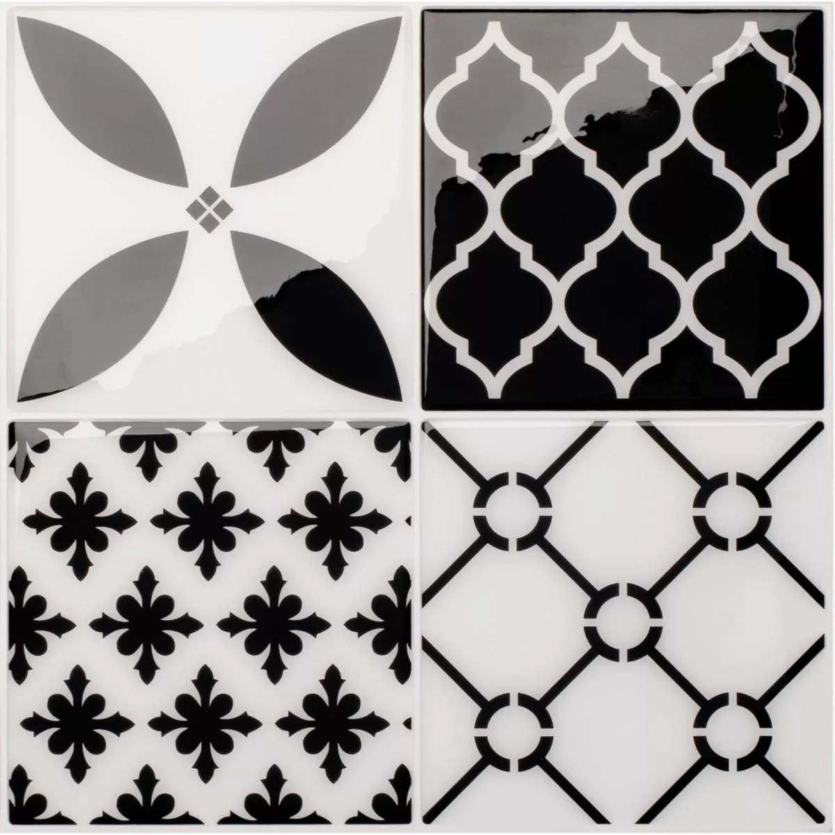 Smart Tiles 9 In. x 9 In. Ceramic Look Vinyl Backsplash Peel & Stick, Vintage Bilbao (4-Pack)