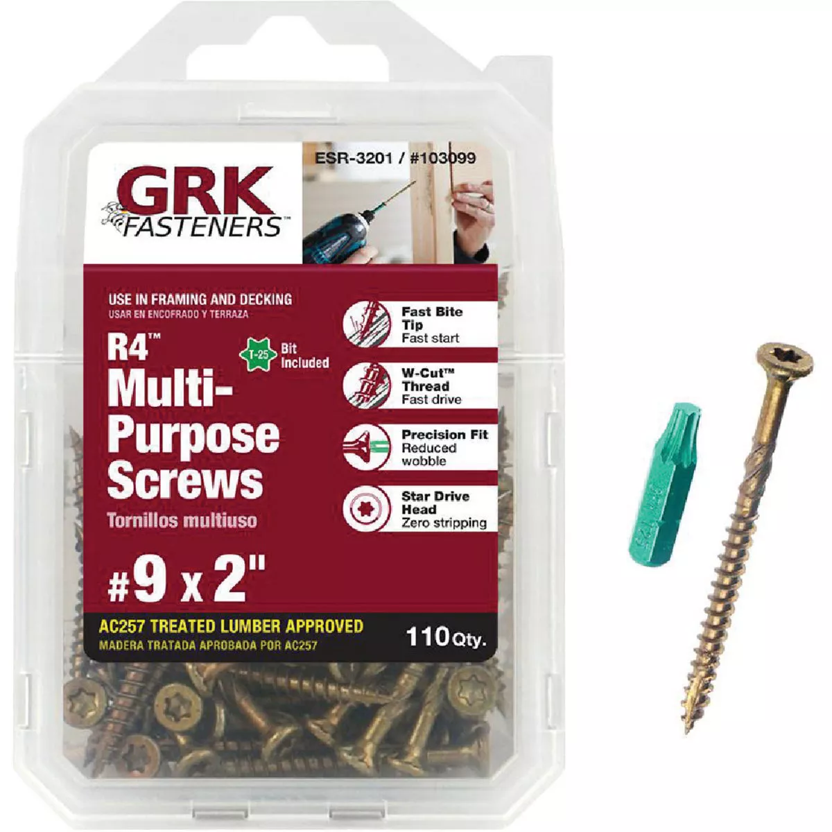 GRK Fasteners R4 9 x 2 Multi-Purpose Framing & Decking Screw Handy-Pak