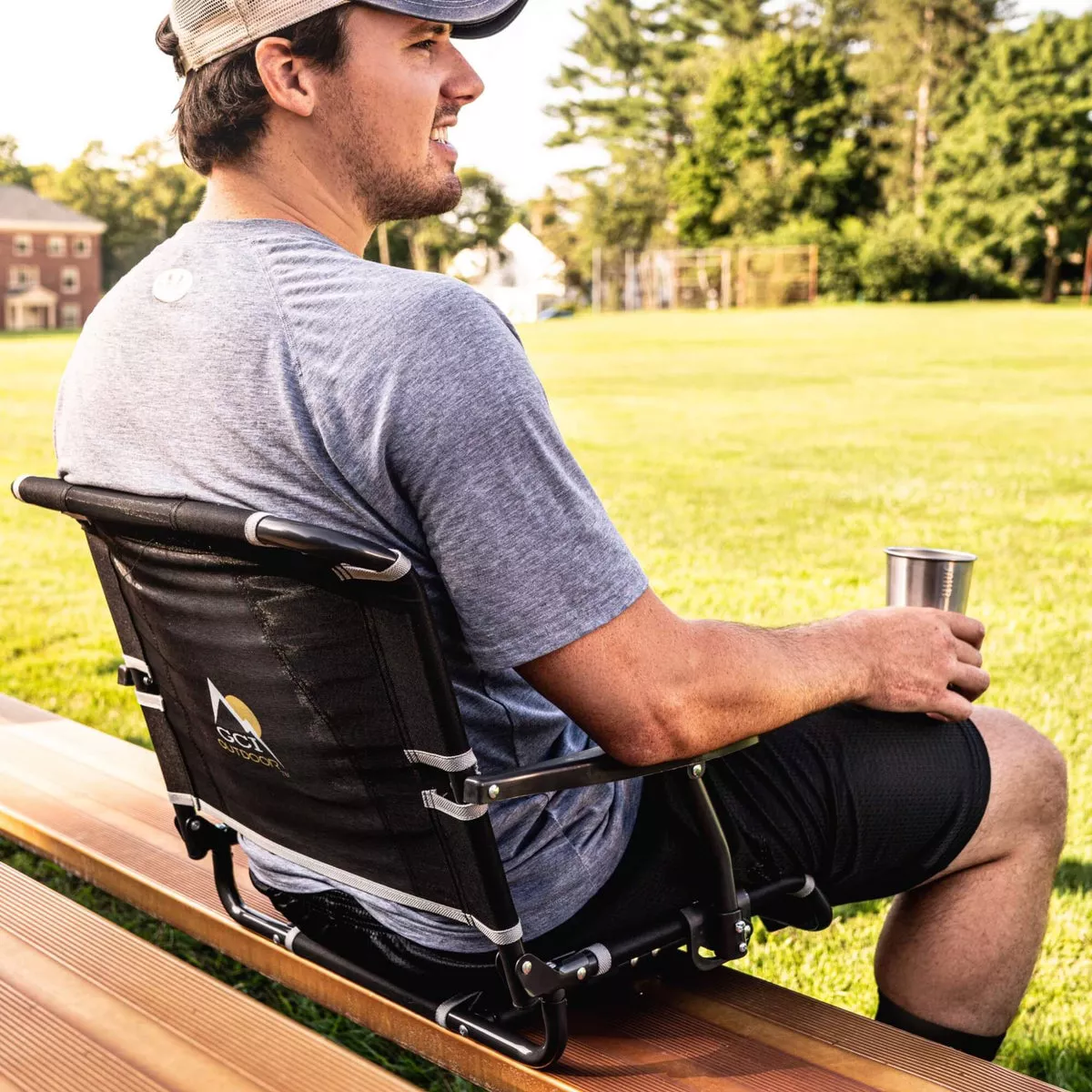 GCI Outdoor Varsity Black/Gray Big Comfort Stadium Chair with Armrests - photo 2
