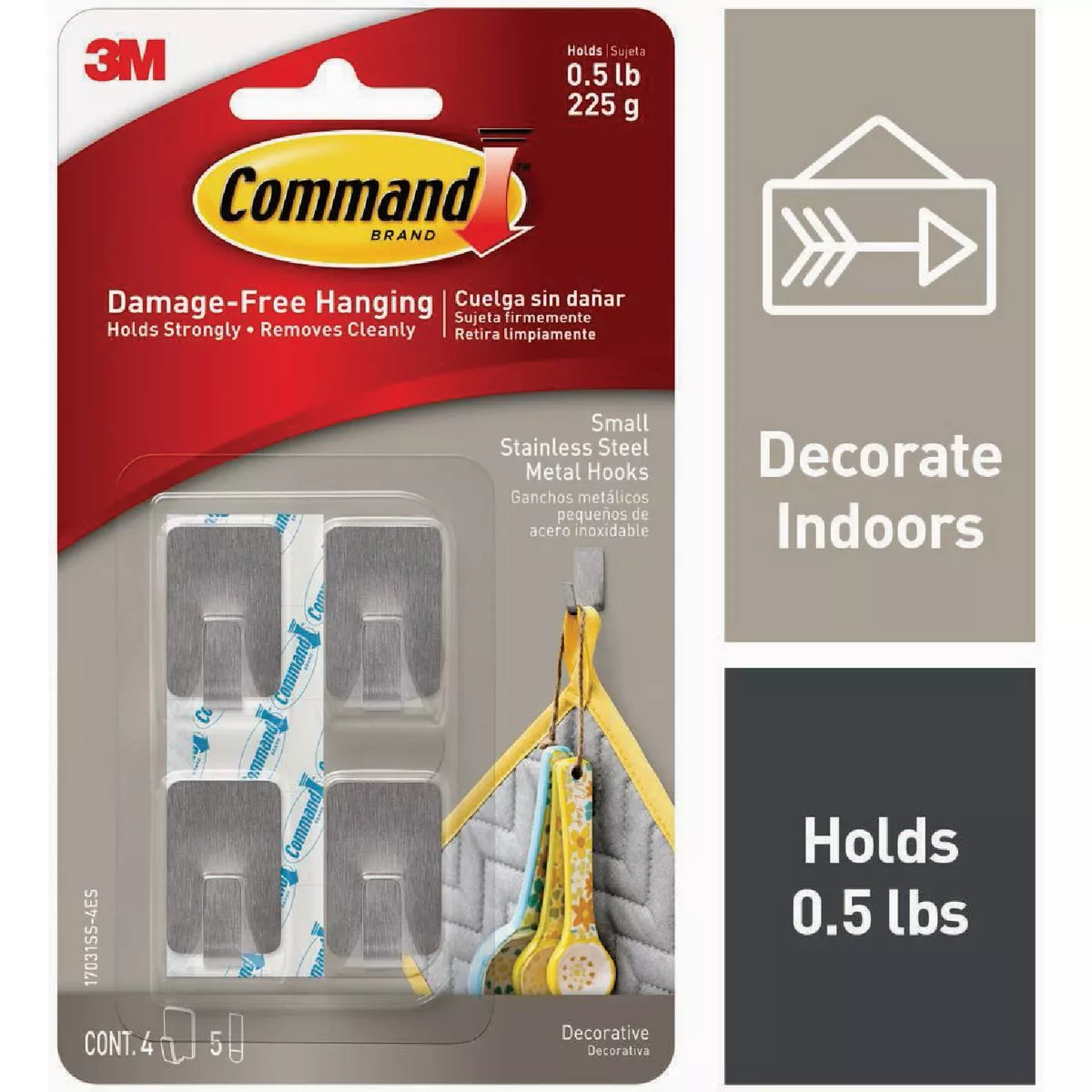 Command Small Stainless Steel Metal Hooks