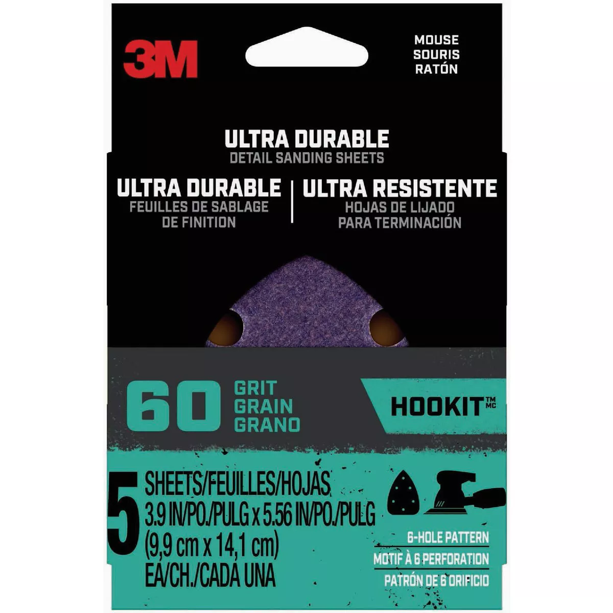 3M 60 Grit Mouse/Detail Sandpaper (5-Pack)