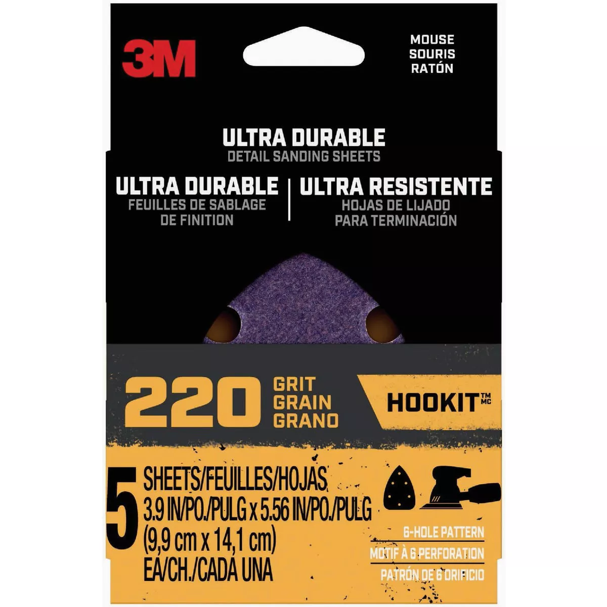 3M 220 Grit Mouse/Detail Sandpaper (5-Pack)