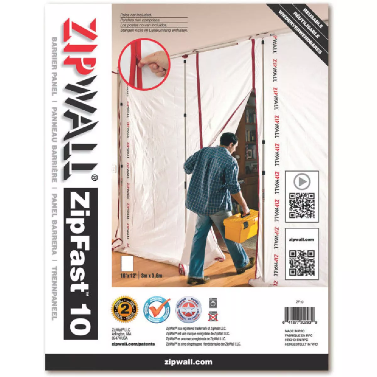Zipwall ZipFast Reusable 10 Ft. x 12 Ft. Reusable Barrier Panel