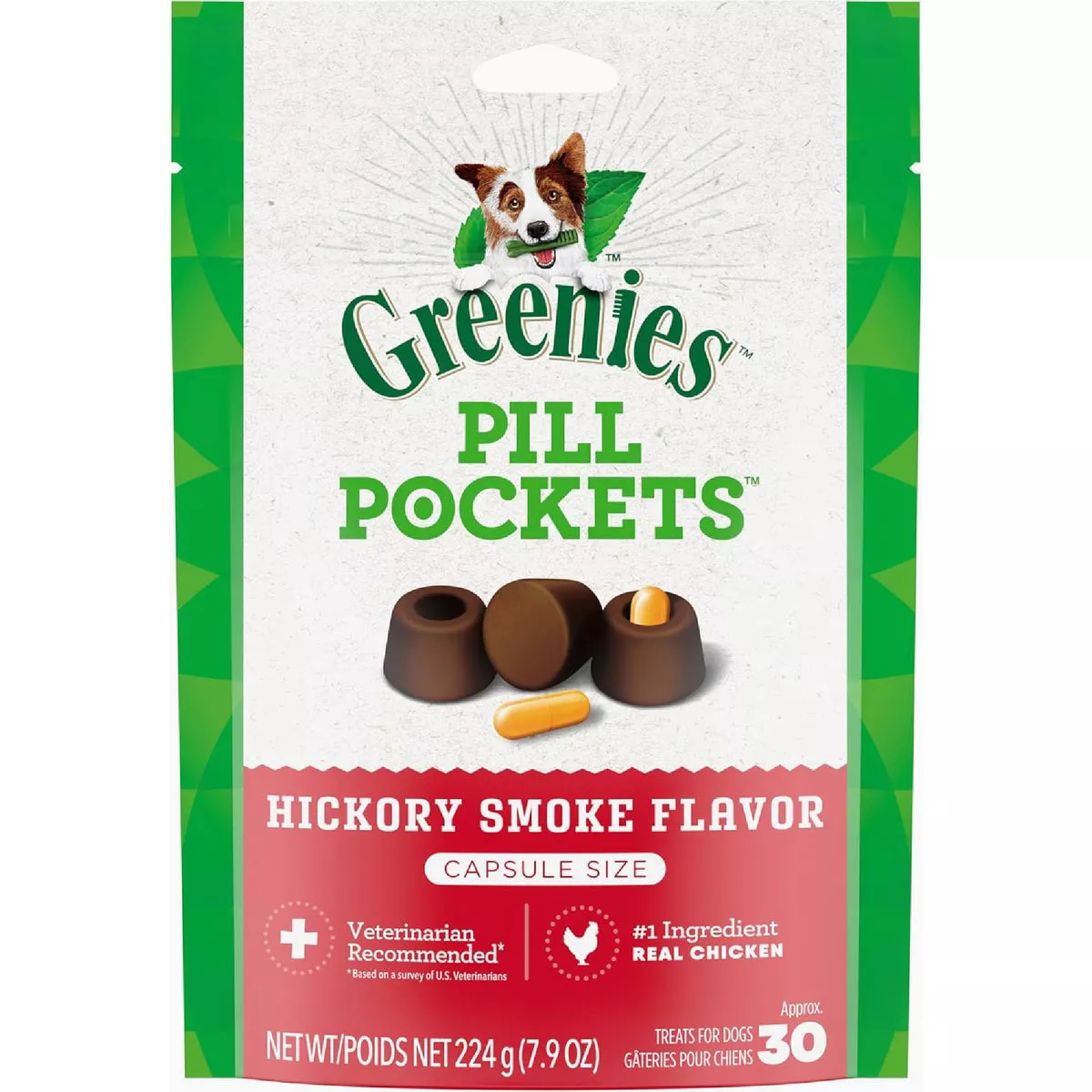 Greenies Capsule Pill Pockets Hickory Smoke Flavor Chewy Dog Treat (30-Pack) - photo 2