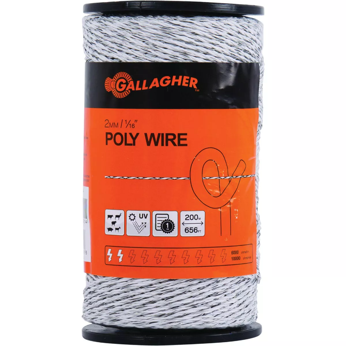 Gallagher 1/16 In. x 656 Ft. White Poly Wire-