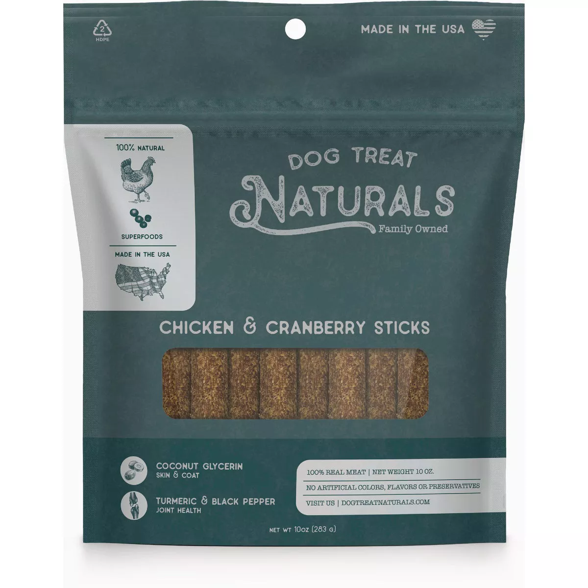 Dog Treat Naturals Chicken & Cranberry Superfood Sticks, 10 Oz.