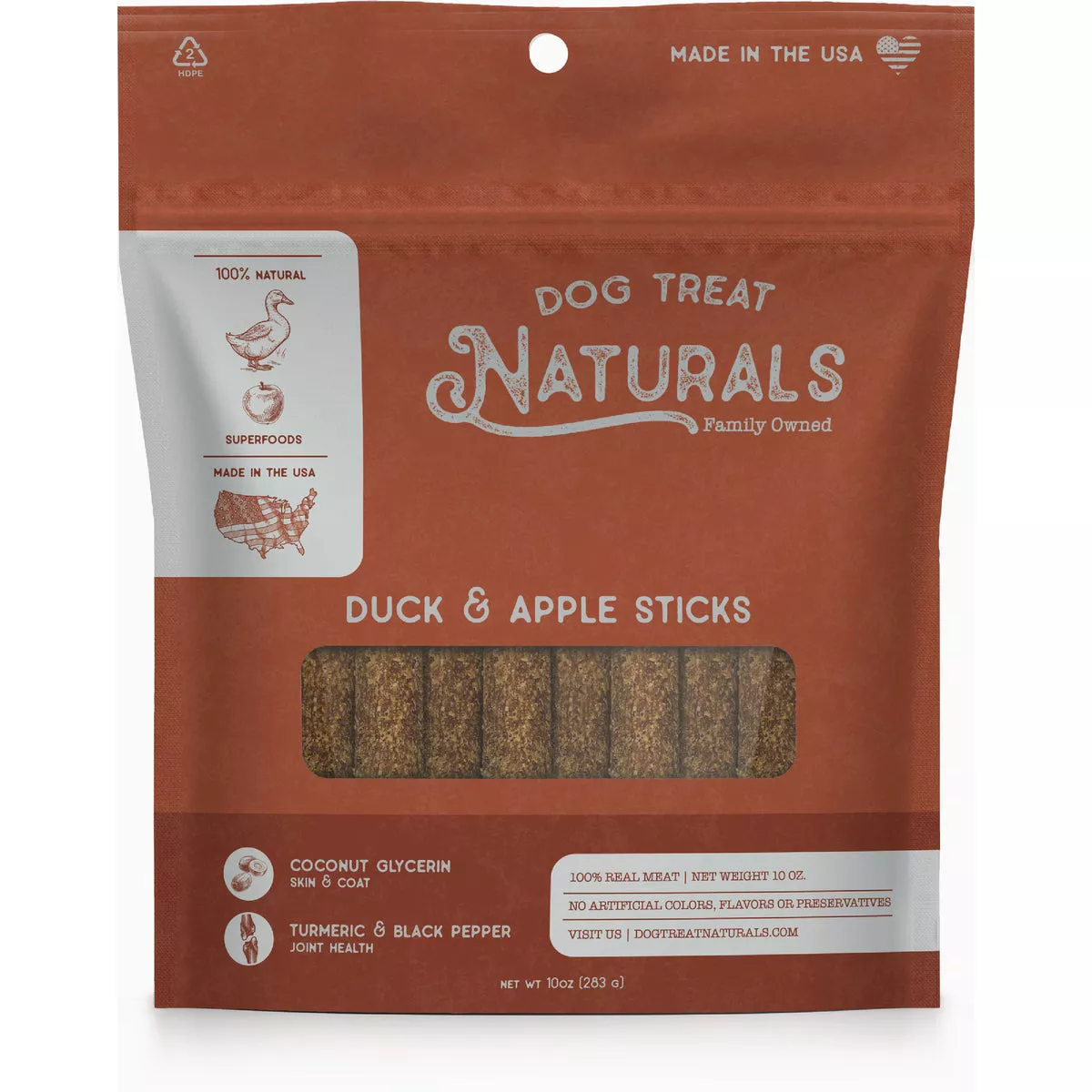 Dog Treat Naturals Duck & Apple Superfood Sticks, 10 Oz.
