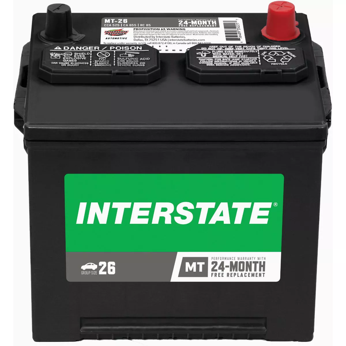 Interstate Batteries 12V 525CCA 85RC 655CA Automotive Battery, Top Post-