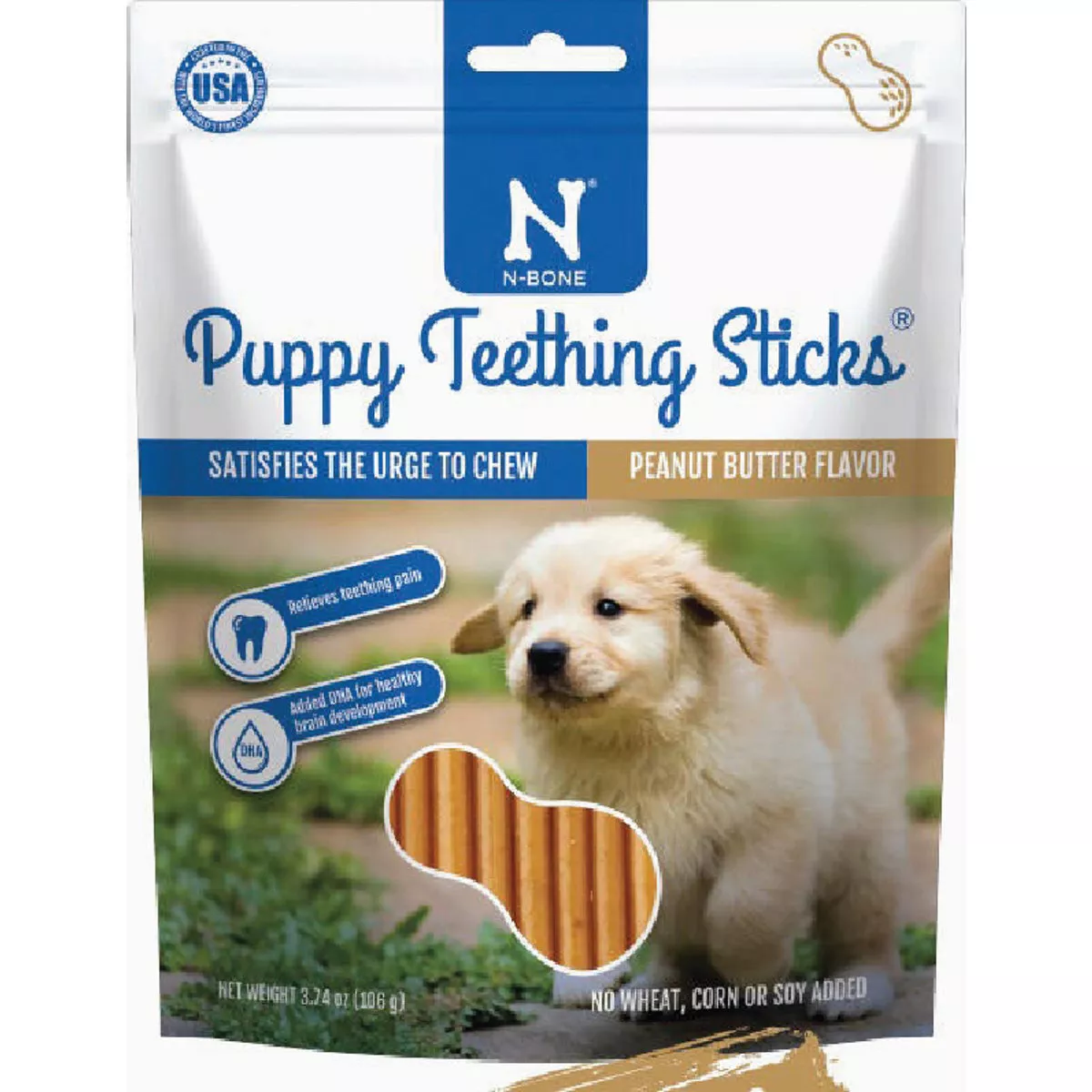 N-Bone Peanut Butter Puppy Teething Sticks, 3.74 Oz.