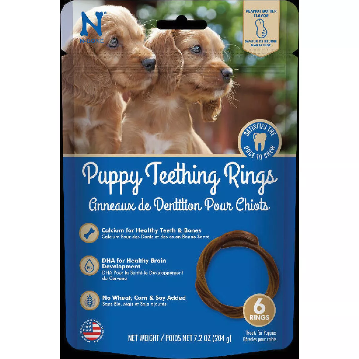 N-Bone Peanut Butter Puppy Teething Ring (6-Pack)