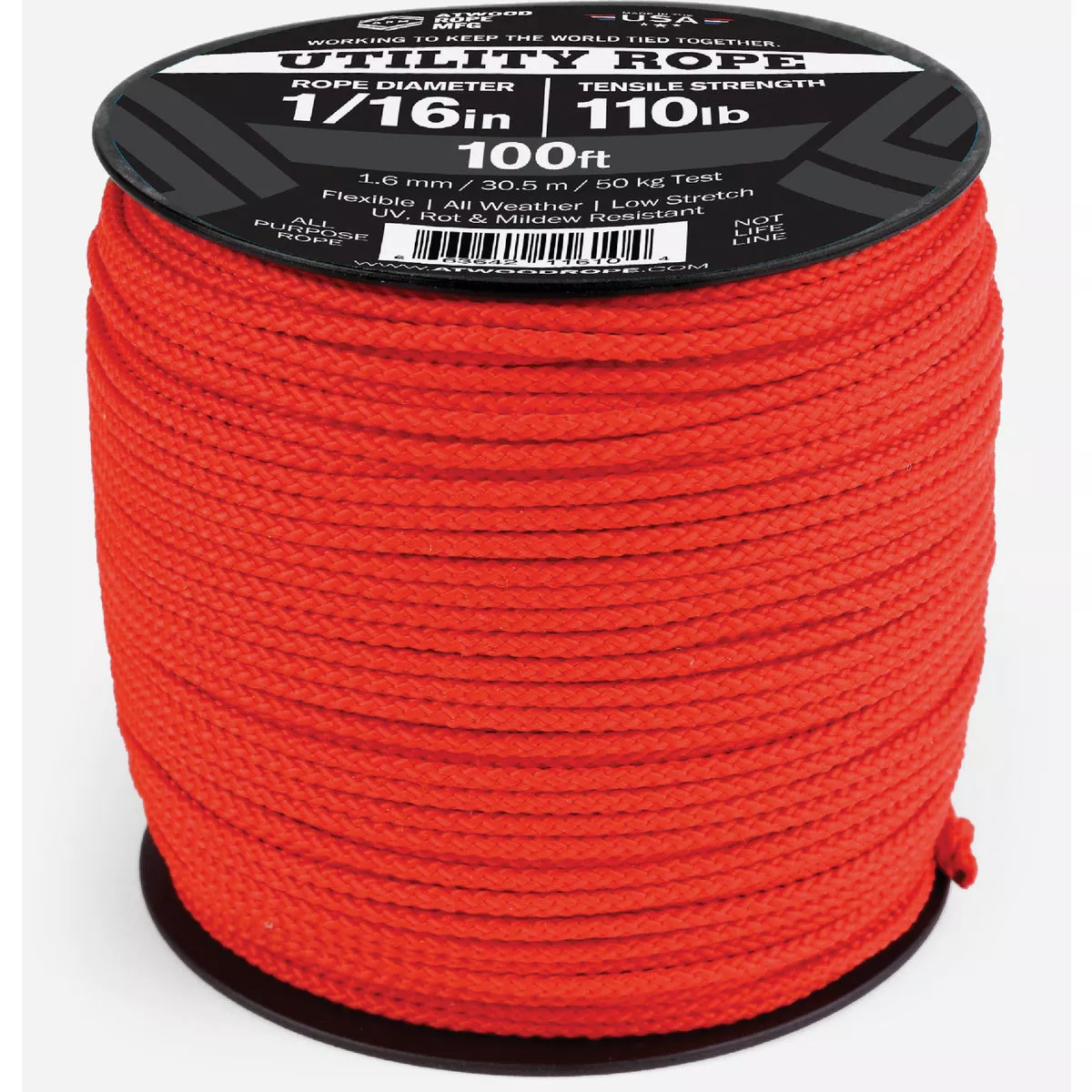 Atwood Rope 1/16 In. x 100 Ft. Diamond Braided Polypropylene Utility Rope