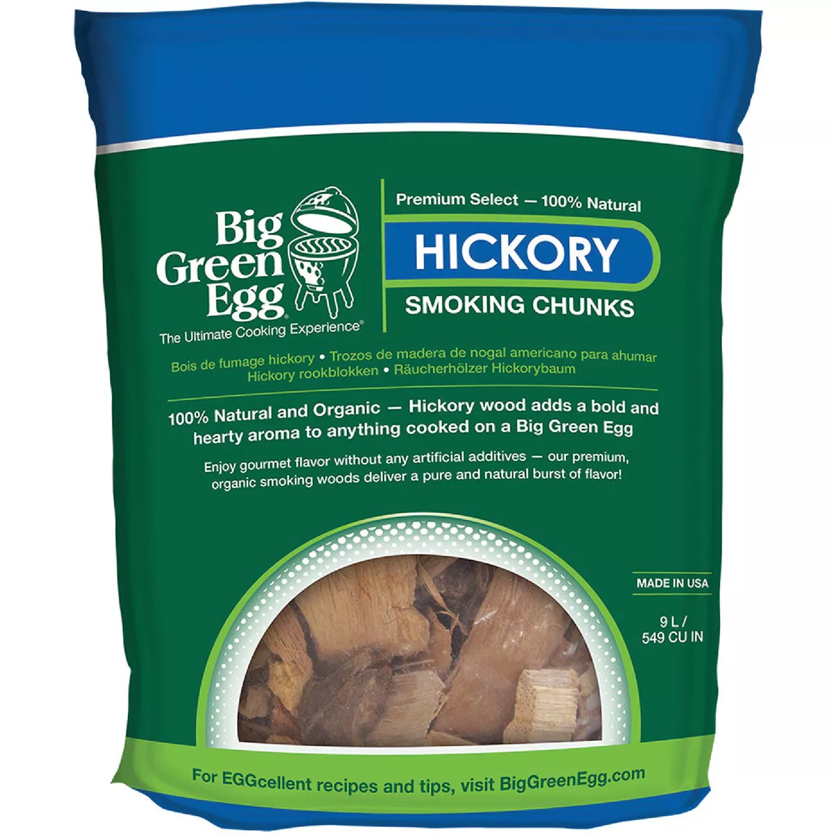 Big Green Egg 549 Cu. In. Premium Kiln Dried Hickory Wood Smoking Chunks