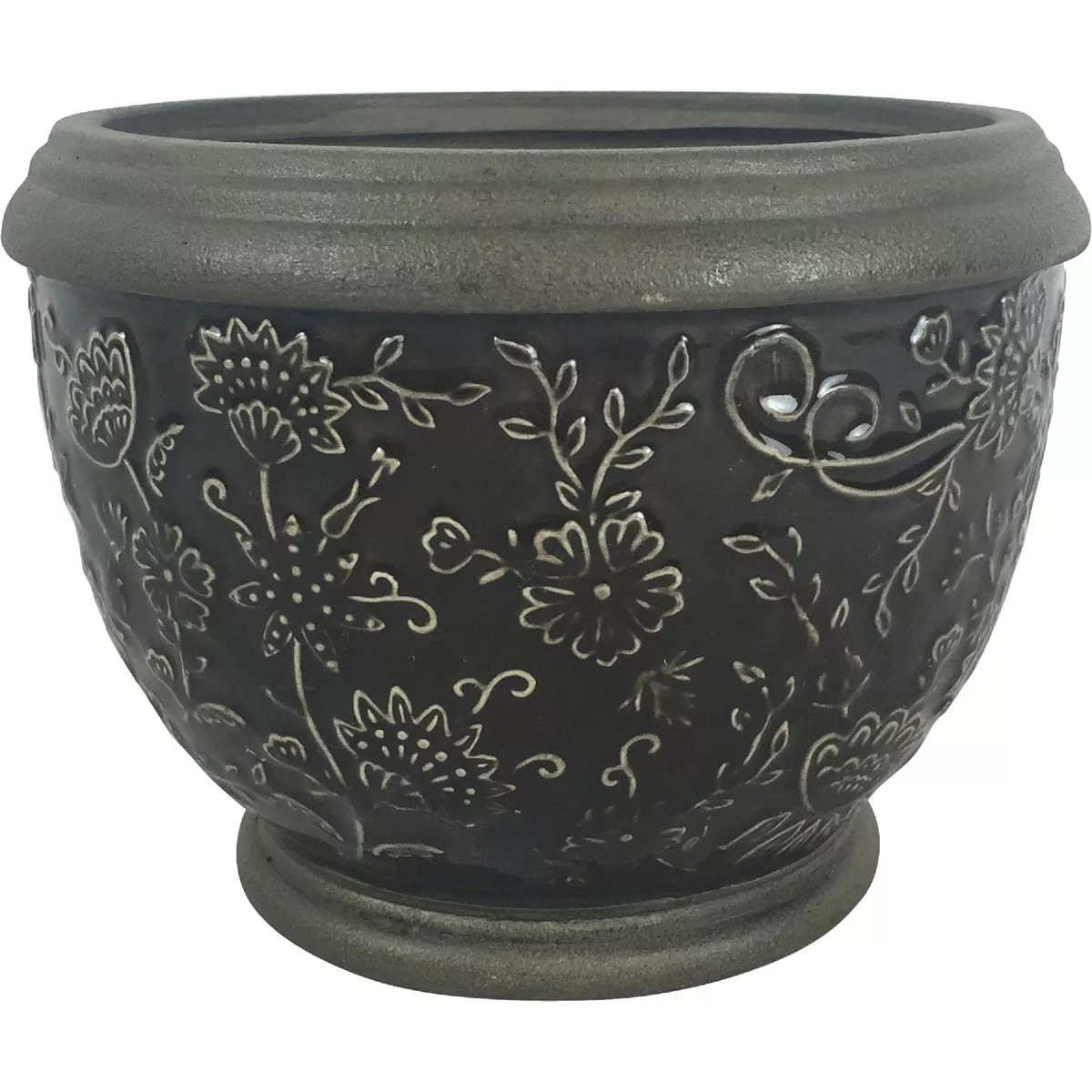 ATT Southern Gracie 6 In. Ceramic Deep Gray Planter