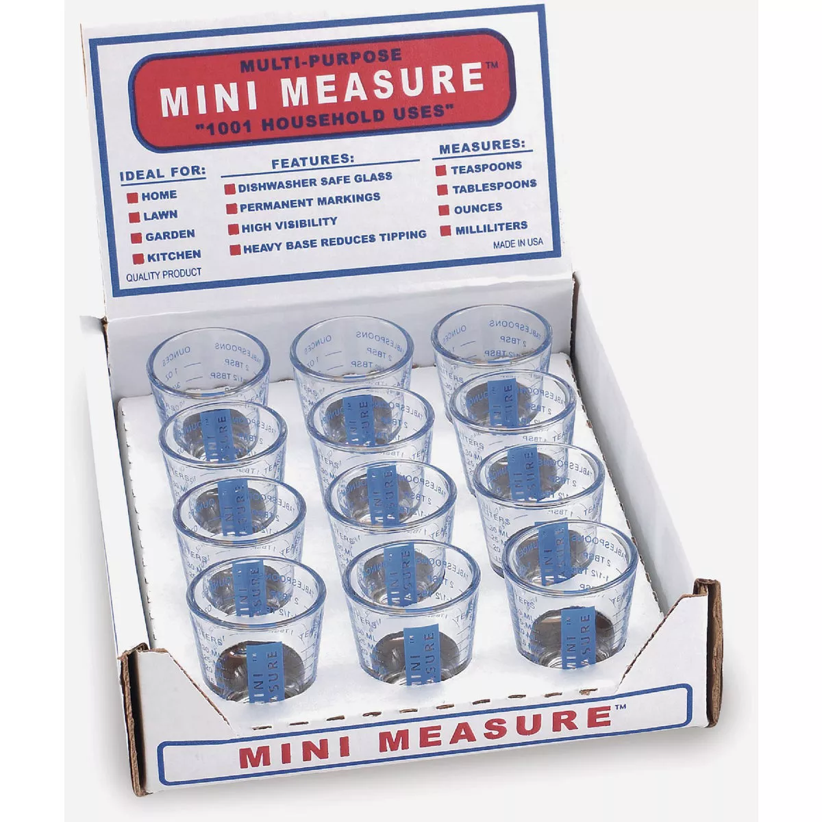 Kolder 20 Measurement Blue/Clear Glass Mini Measuring Cup