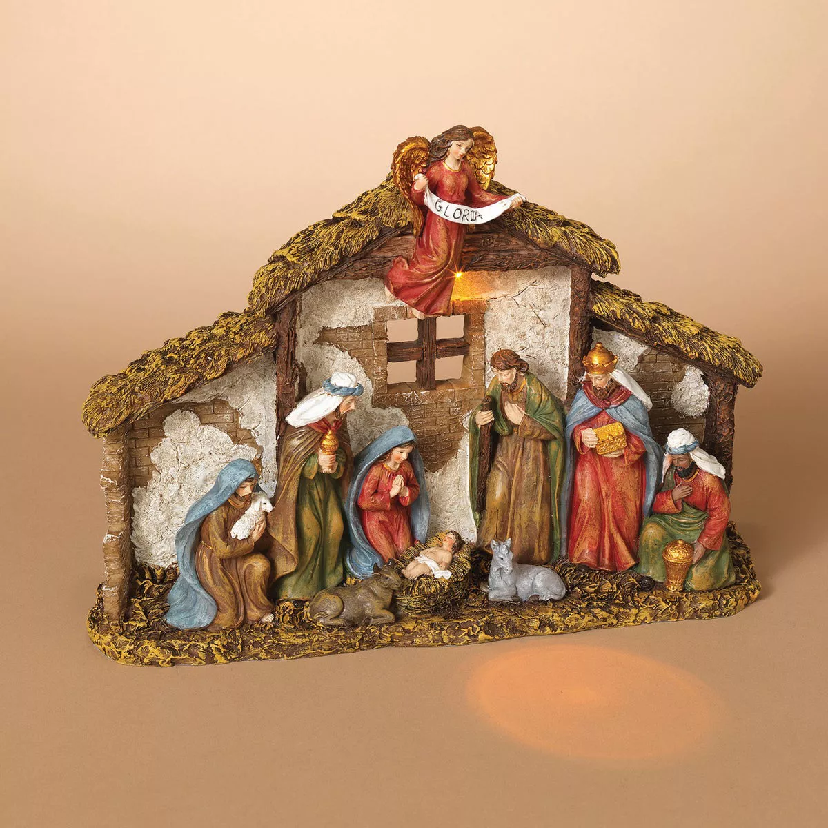 Gerson 12.2 In. L. Resin Battery Operated Lighted Nativity Scene