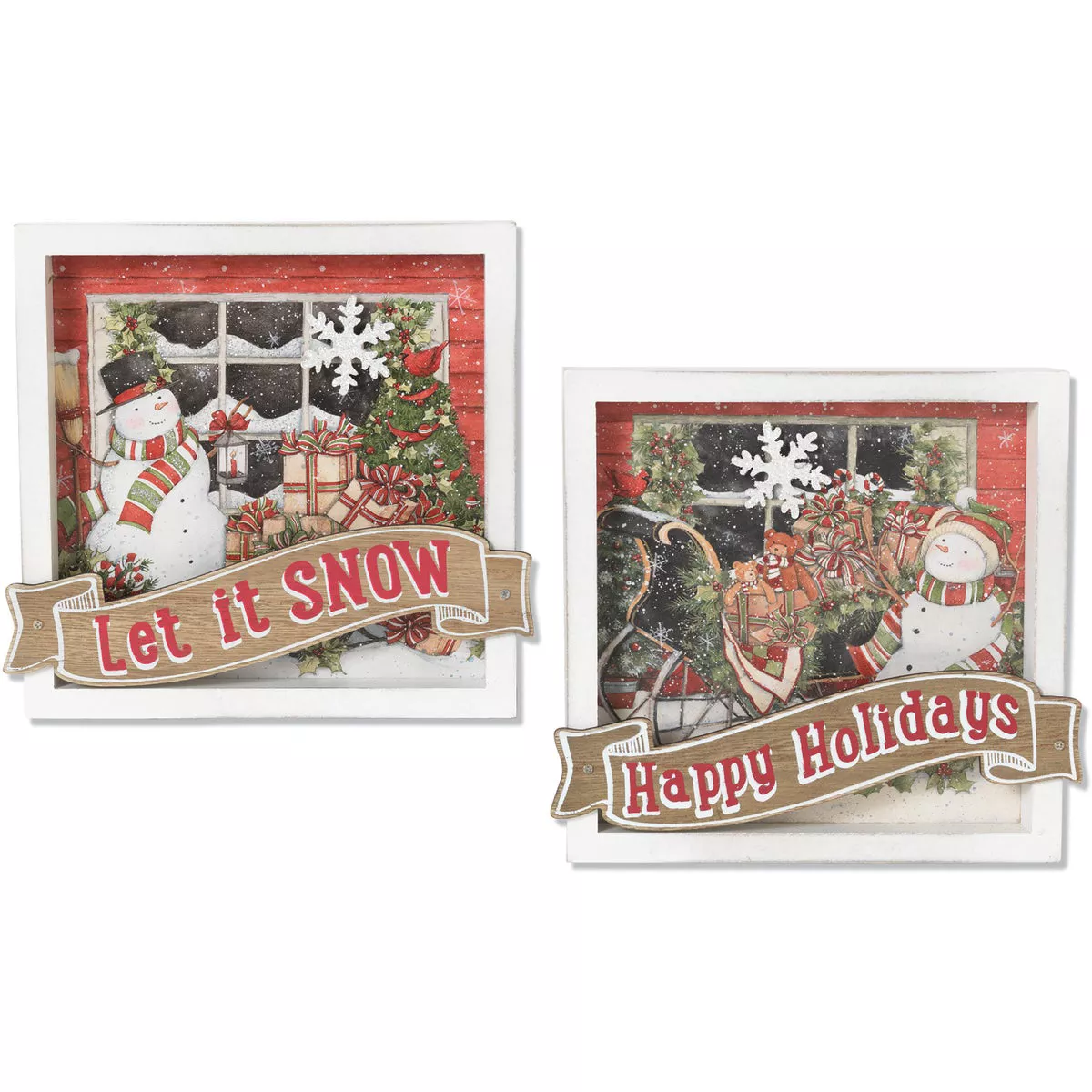 Gerson 8.4 In. L. Wood Holiday Scene Wall Decoration