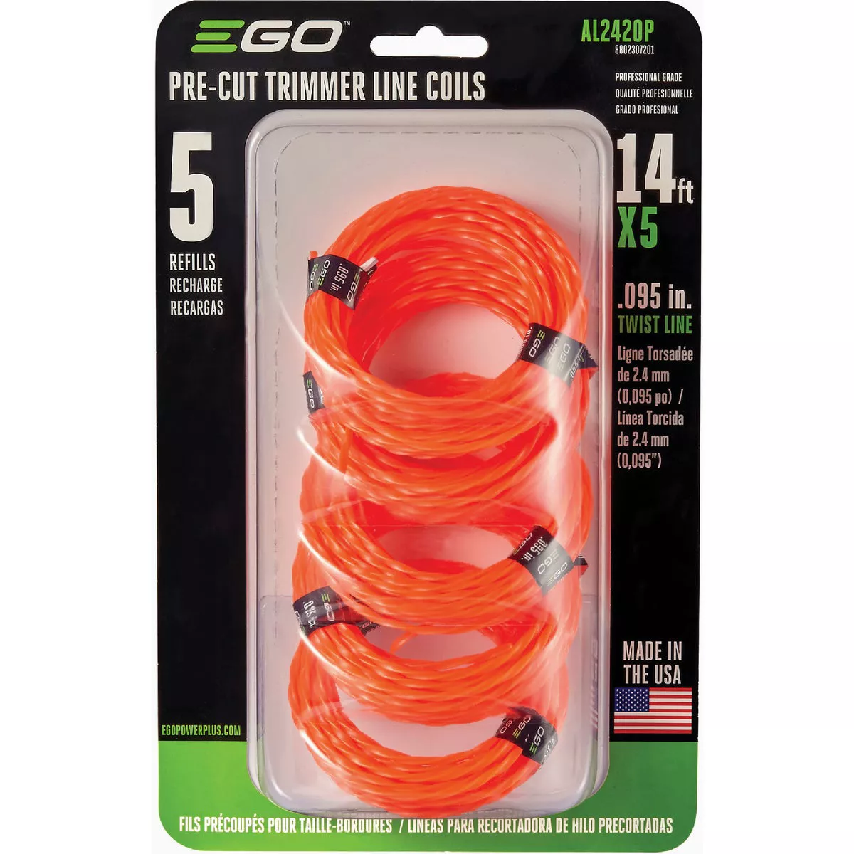 EGO 0.095 In. x 14 Ft. Twisted Pre-Cut Trimmer Line (5-Pack) - photo 2