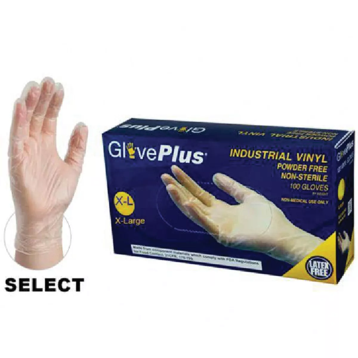 Ammex GlovePlus Industrial Vinyl Clear XL 4 Mil. Powder Free Disposable Gloves (100 Per Pack), 021-626