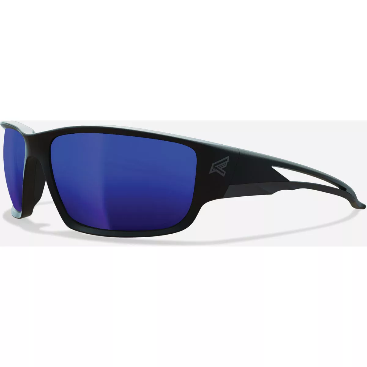 Edge Eyewear Kazbek Matte Black Frame Safety Glasses with Blue Mirror Lenses