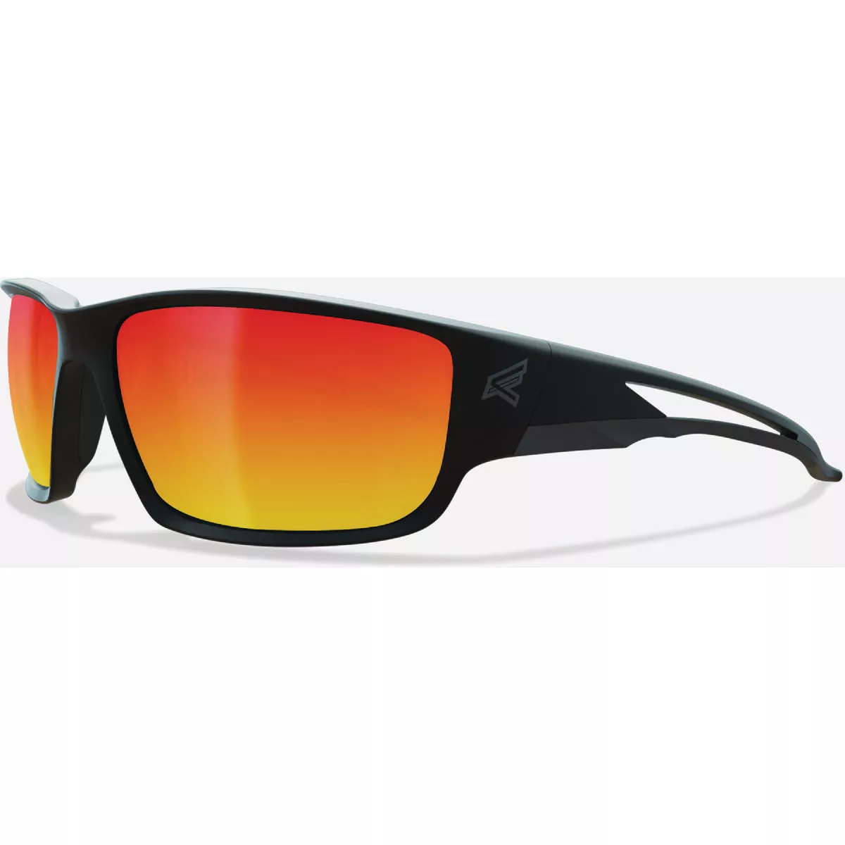 Edge Eyewear Kazbek Black Frame Safety Glasses with Aqua Precision Red Mirror Lenses